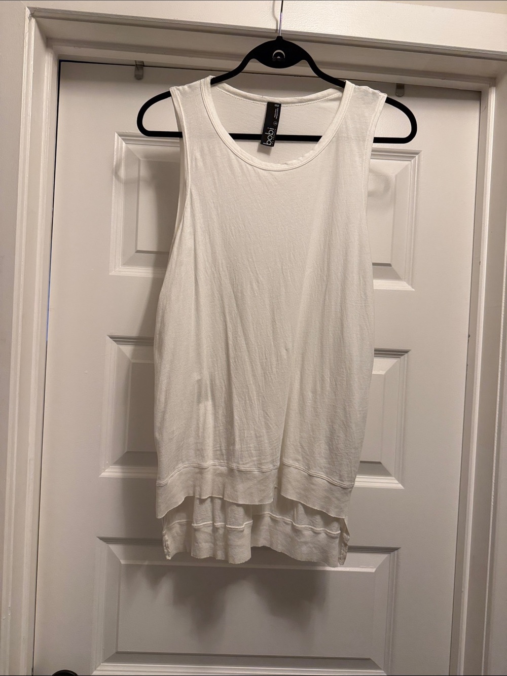bobi White Sleeveless Layered Hem Tank Top